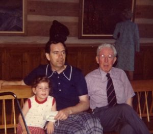 Sarah with father and grandparents at McMichael Canadian Art Collection, May 1975.