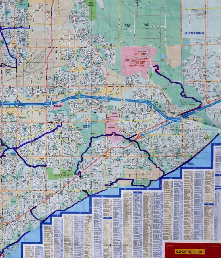 2021 Toronto walks east (verso of map)