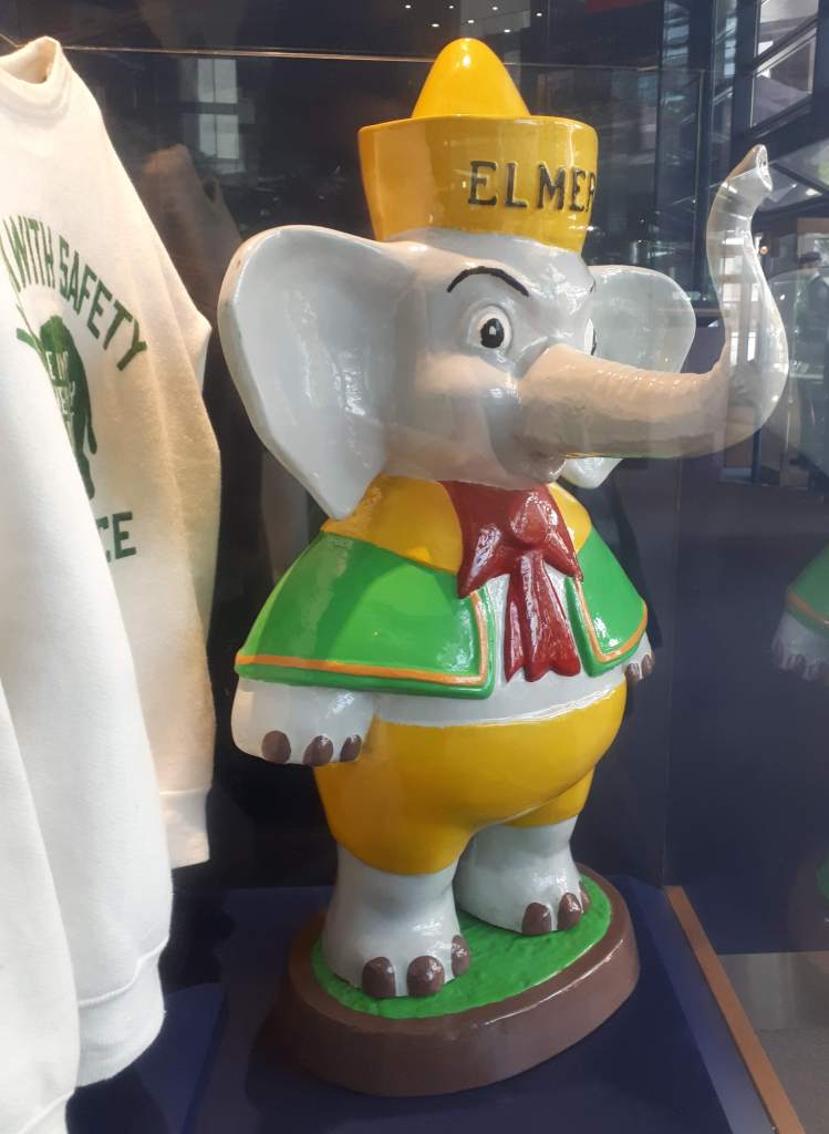 I can hear my father saying, "Remember Elmer the Safety Elephant and look both ways before you cross the street." Elmer's made me paranoid about jaywalking forever.