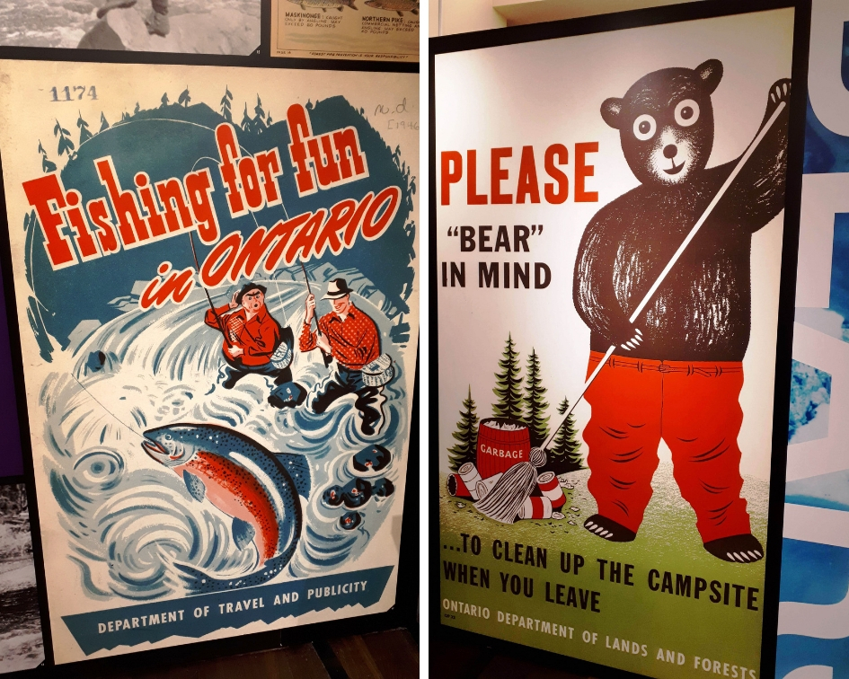 I enjoyed these blowups of graphics produced by the Government of Ontario: "Fishing for Fun" (c. 1946) and "Please 'Bear' in Mind" (c. 1960s).