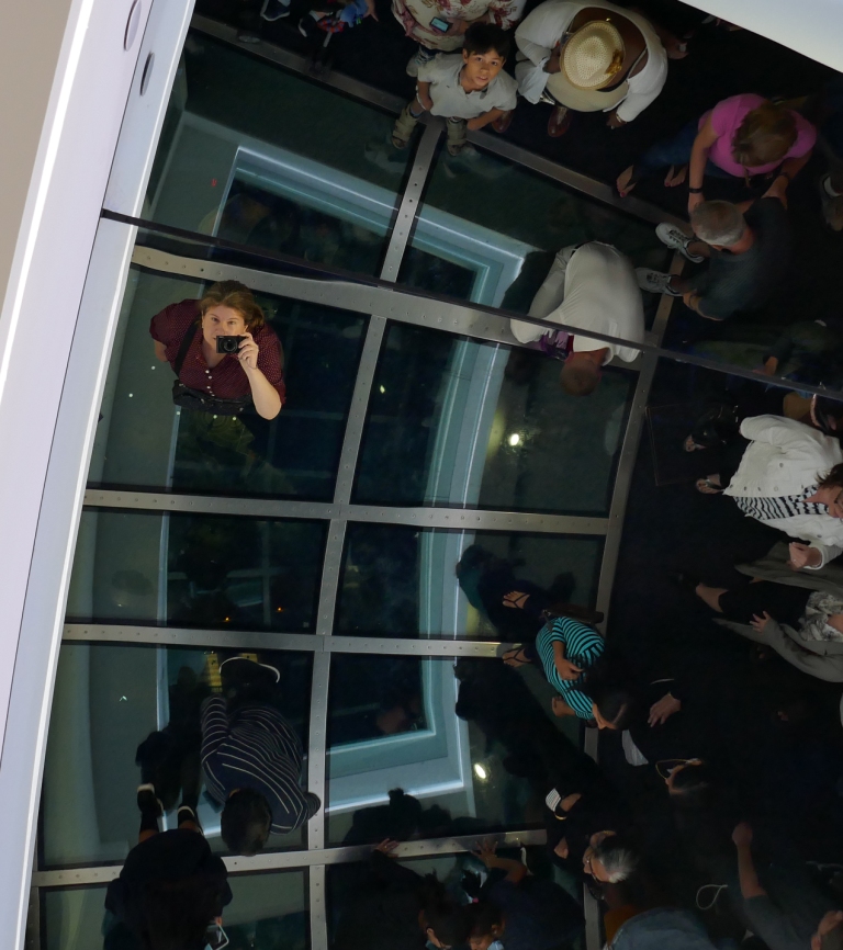 The glass floor is cool, if maybe slightly less terrifying at night.