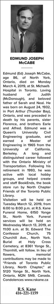 Edmund J. McCabe's obituary