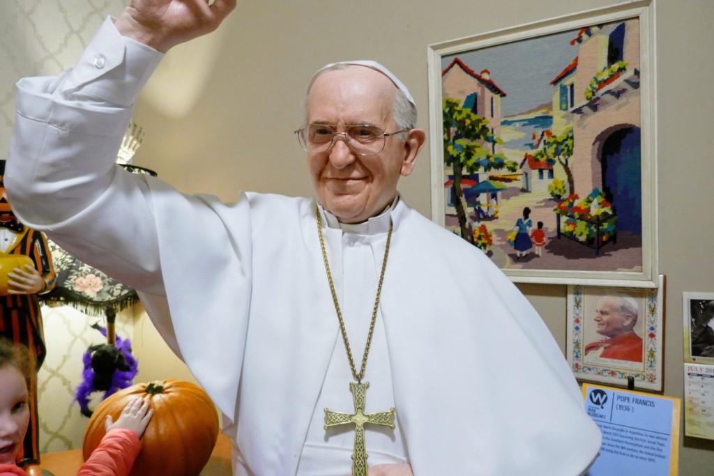 A very realistic-looking Pope Francis. With Halloween decorations. And why not.