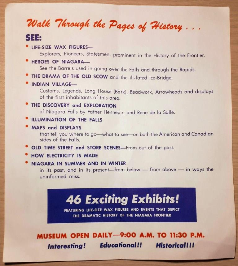 Niagara Wax Museum of History brochure