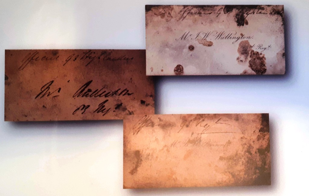 Soldiers' calling cards, found at Osgoode Hall during a 2001 renovation